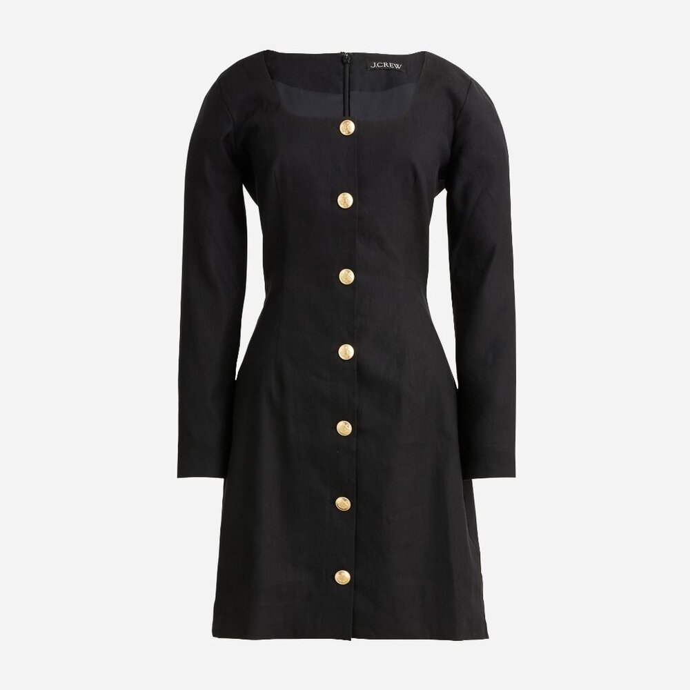 NWT J.Crew Womens Size 6 Black Long Sleeve Button-Front Mini Dress NEW